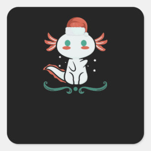 Axolotl Kawaii Christmas Square Sticker