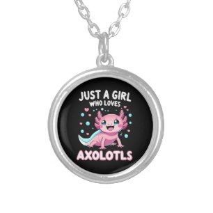 Axolotl Kawaii Just A Girl Who Loves Axolotls Silver Plated Necklace