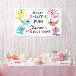 Axolotl Kids Cute Salamander Birthday Party Banner