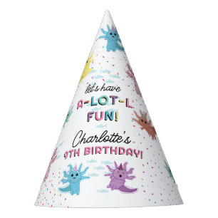 Axolotl Kids Cute Salamander Birthday Party Hat