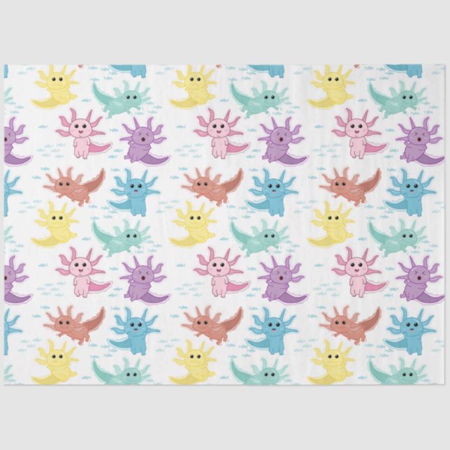 Axolotl Kids Cute Salamander Pattern Tissue Paper (Front)