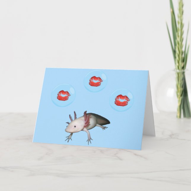 Axolotl Kisses Valentine Card (Front)