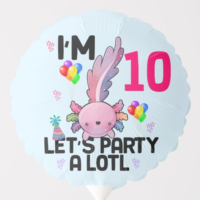 Axolotl Let's Party Alot Amphibious Salamander  Balloon (Front)