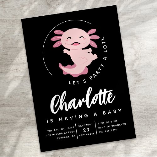 Axolotl Lets Party Alotl Baby Shower Invitation