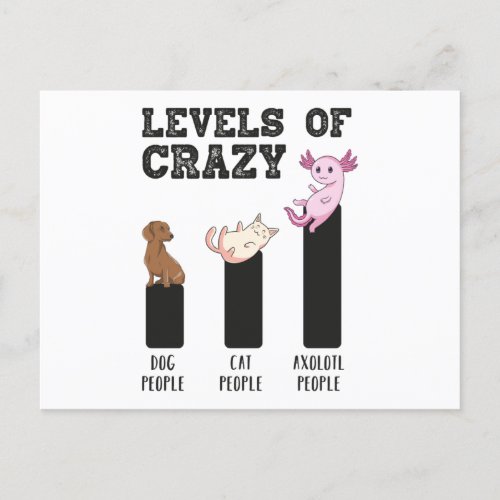 Axolotl Levels of Crazy Funny Animals Gift Postcard