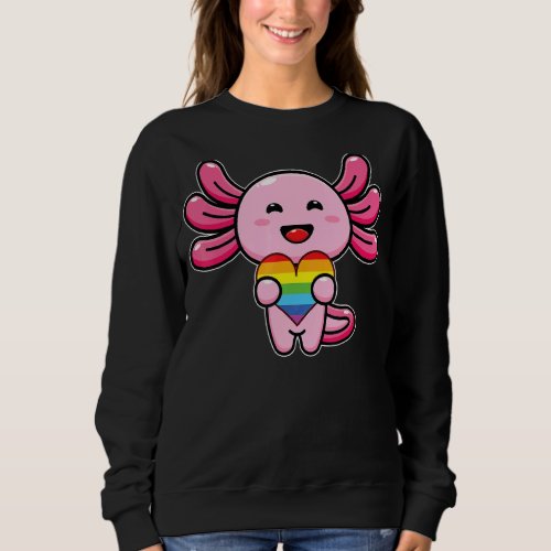 Axolotl Lgbt Heart Gay Pride Lgbt Flag Sweatshirt