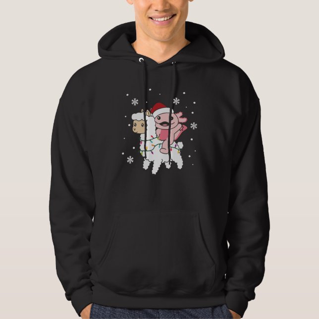 Axolotl Llama Alpaca Christmas Winter Animals Hoodie (Front)