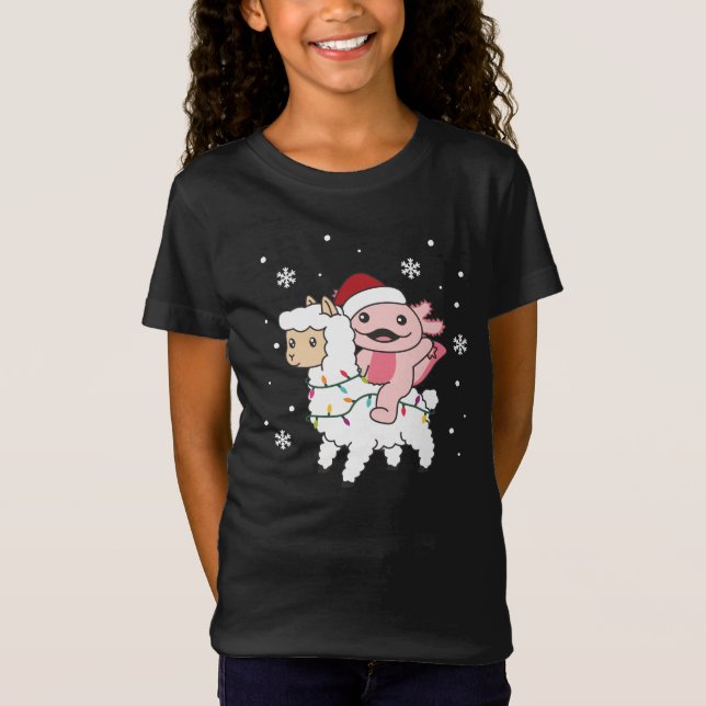 Axolotl Llama Alpaca Christmas Winter Animals T-Shirt (Front)