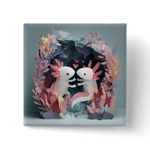 Axolotl love paper cut shadowbox diorama