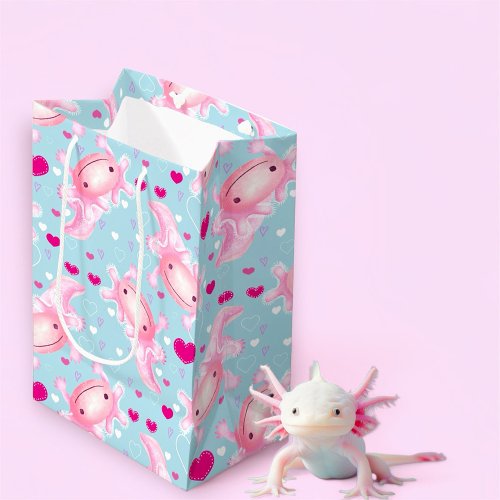 Axolotl Love pink   Medium Gift Bag