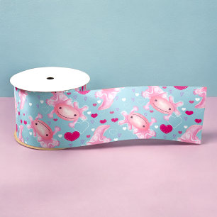 Axolotl Love pink Satin Ribbon