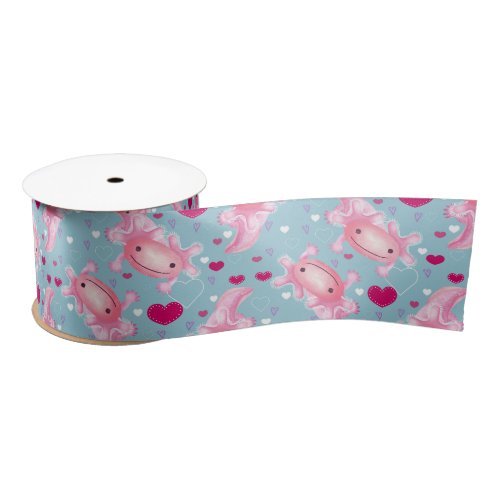 Axolotl Love pink  Satin Ribbon