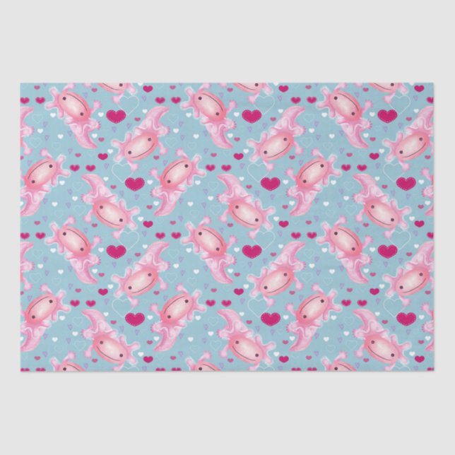 Axolotl Love pink  Tissue Paper (Front)
