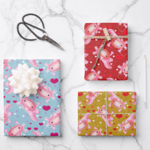 Axolotl Love Wrapping Paper Sheets