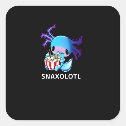 Axolotl Lover Blue Snaxolotl Eating Ramen Square Sticker