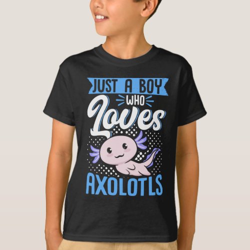 Axolotl Lover Just A Boy Who Loves Axolotls Kawaii T_Shirt