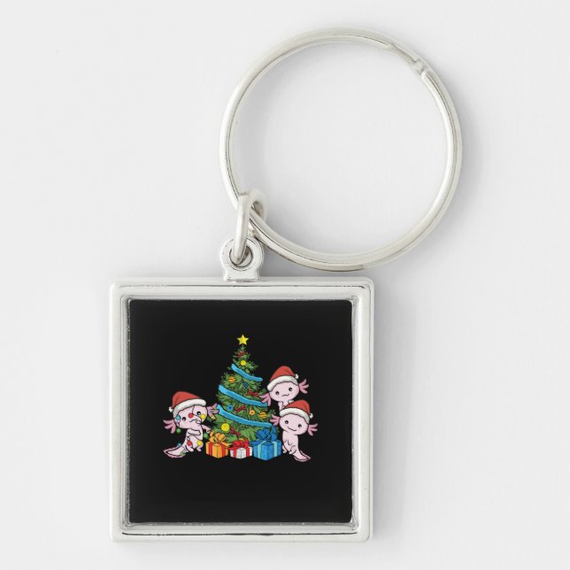 Axolotl Lover Kids Christmas Tree Gift Axolotl Keychain (Front)