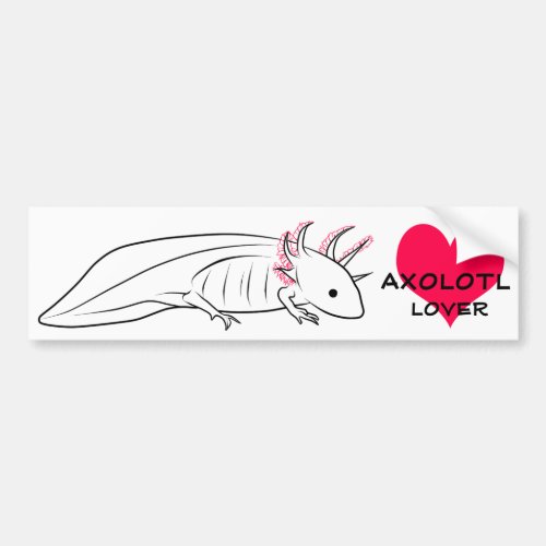 Axolotl Lover With Heart Bumper Sticker