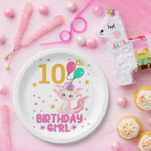 Axolotl Lovers Birthday Girl Salamander Amphibious Paper Plates