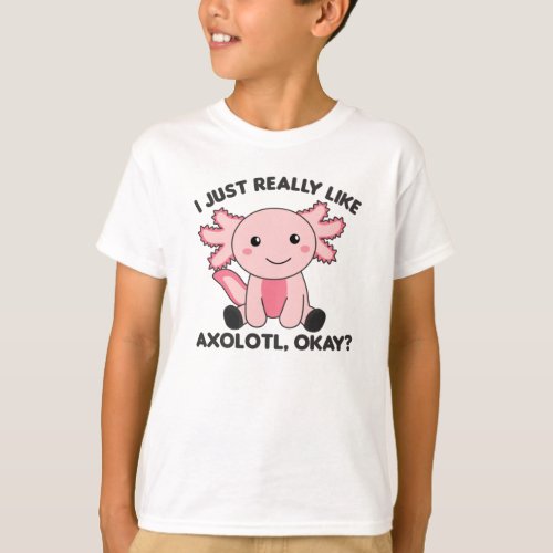 Axolotl Lovers Cute Animals For Kids Pink T_Shirt