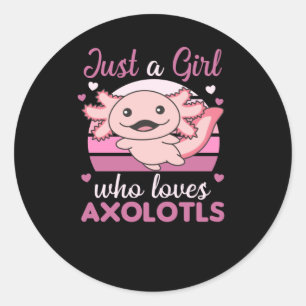 Axolotl Lovers Sweet Animals For Girls Pink Classic Round Sticker