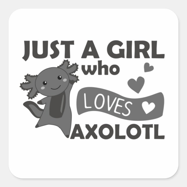 Axolotl Lovers Sweet Animals For Girls Pink Square Square Sticker (Front)