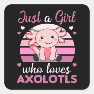 Axolotl Lovers Sweet Animals For Girls Pink Square Sticker
