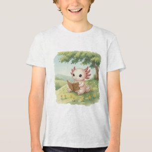 Axolotl Loves Reading – Watercolor Kids’ Tee