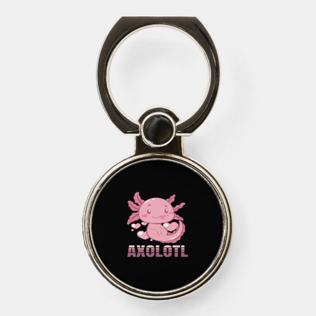 Axolotl Lurch Terrarium | Cute Animal | Pet Lovers Phone Ring Stand (Front)