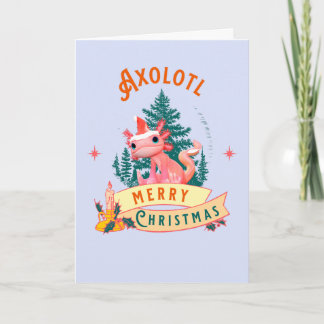 Axolotl Merry Christmas Cute Santa Hat Card