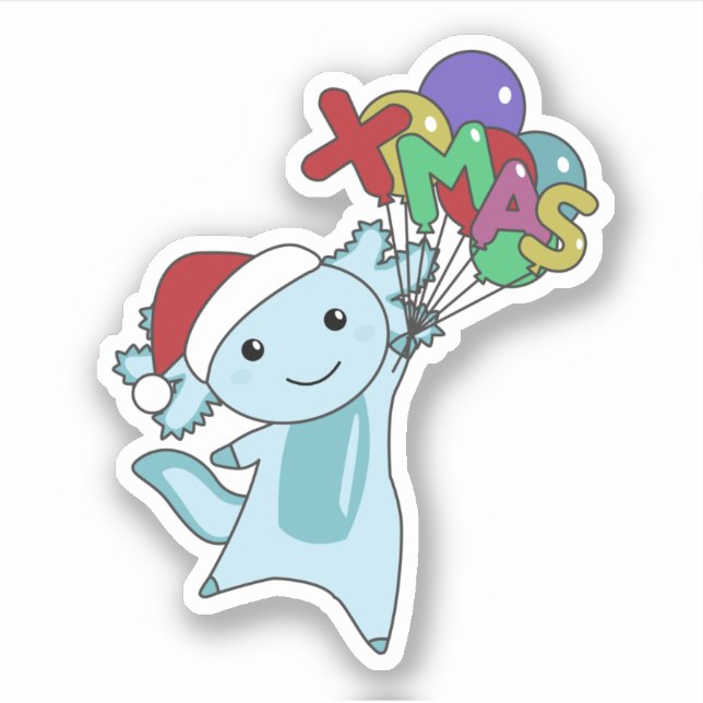 Axolotl Merry Christmas Winter Animals Axolotl Sti Sticker (Front)