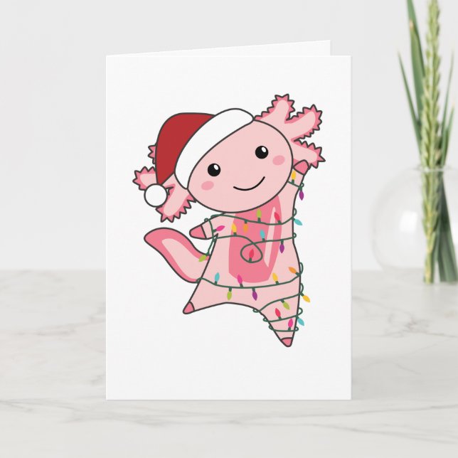 Axolotl Merry Christmas Winter Animals Axolotls Ad Holiday Card (Front)