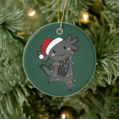 Axolotl Merry Christmas Winter Animals Axolotls Ba Ceramic Ornament