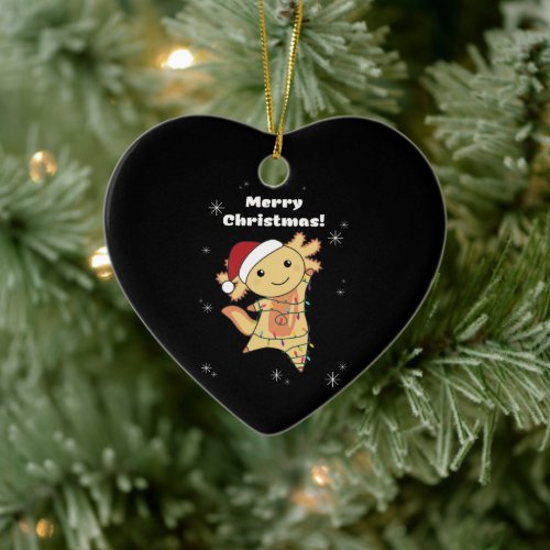 Axolotl Merry Christmas Winter Animals Axolotls Ceramic Ornament