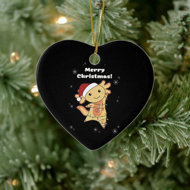 Axolotl Merry Christmas Winter Animals Axolotls Ceramic Ornament (Tree)