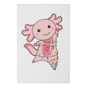Axolotl Merry Christmas Winter Animals Axolotls Faux Canvas Print