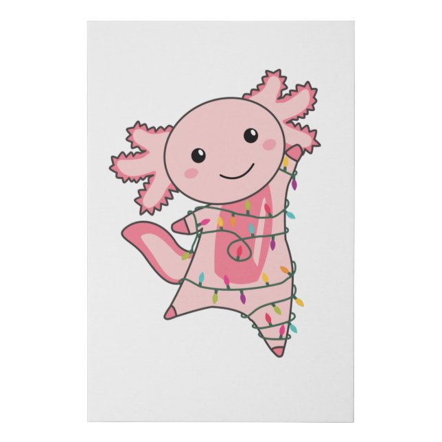 Axolotl Merry Christmas Winter Animals Axolotls Faux Canvas Print (Front)