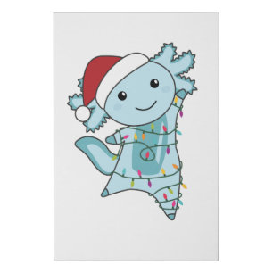 Axolotl Merry Christmas Winter Animals Axolotls Faux Canvas Print