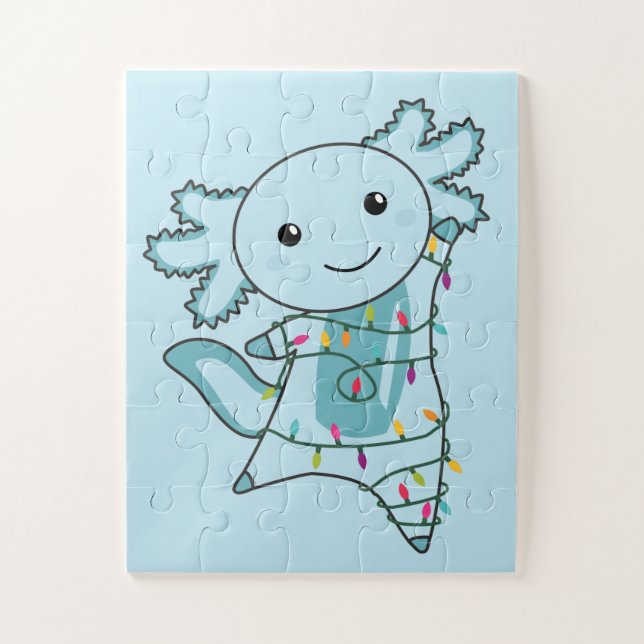 Axolotl Merry Christmas Winter Animals Axolotls Ji Jigsaw Puzzle (Vertical)