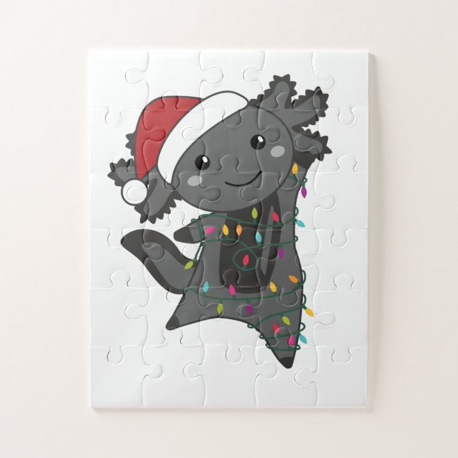 Axolotl Merry Christmas Winter Animals Axolotls Jigsaw Puzzle (Vertical)