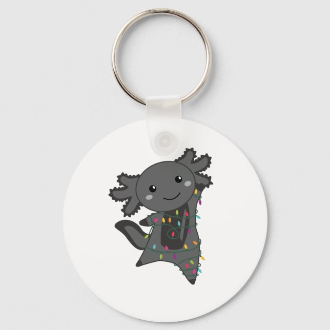 Axolotl Merry Christmas Winter Animals Axolotls Keychain (Front)