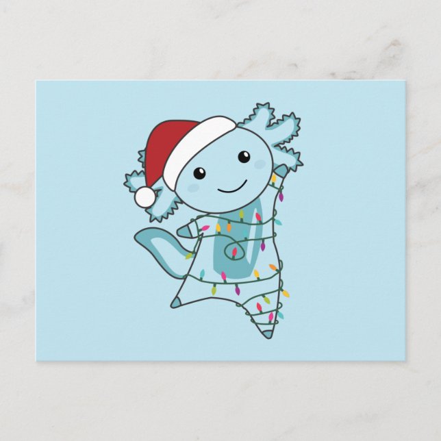 Axolotl Merry Christmas Winter Animals Axolotls Po Postcard (Front)