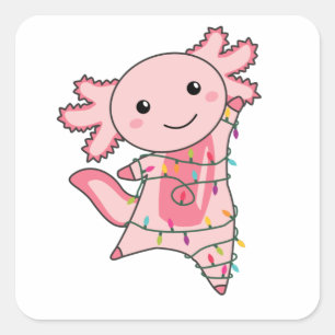 Axolotl Merry Christmas Winter Animals Axolotls Square Sticker