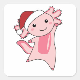 Axolotl Merry Christmas Winter Animals Axolotls Square Sticker