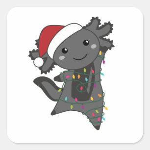 Axolotl Merry Christmas Winter Animals Axolotls Square Sticker