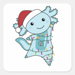 Axolotl Merry Christmas Winter Animals Axolotls Square Sticker