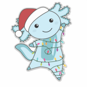 Axolotl Merry Christmas Winter Animals Axolotls Sticker