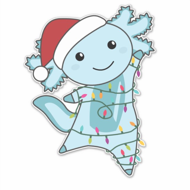 Axolotl Merry Christmas Winter Animals Axolotls Sticker (Front)