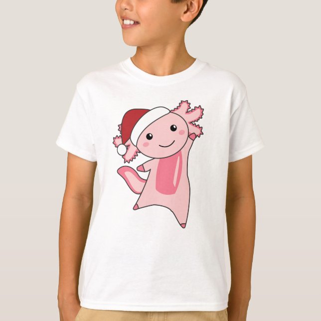 Axolotl Merry Christmas Winter Animals Axolotls T-Shirt (Front)
