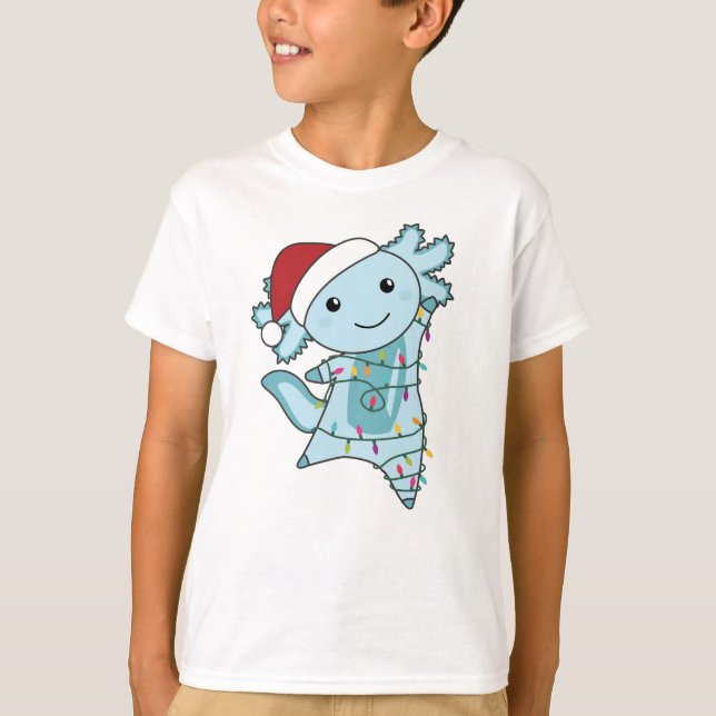 Axolotl Merry Christmas Winter Animals Axolotls T-Shirt (Front)